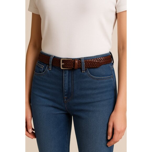 Vintage Early 2000s Talbots Women’s Brown Braided Leather Belt – Size S – Genuin - Picture 6 of 6